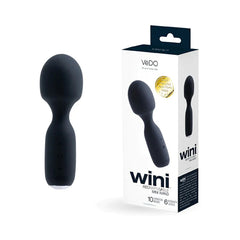 VēDO Wini Rechargeable Mini Wand Black – Waterproof Silicone Mini Massage Wand