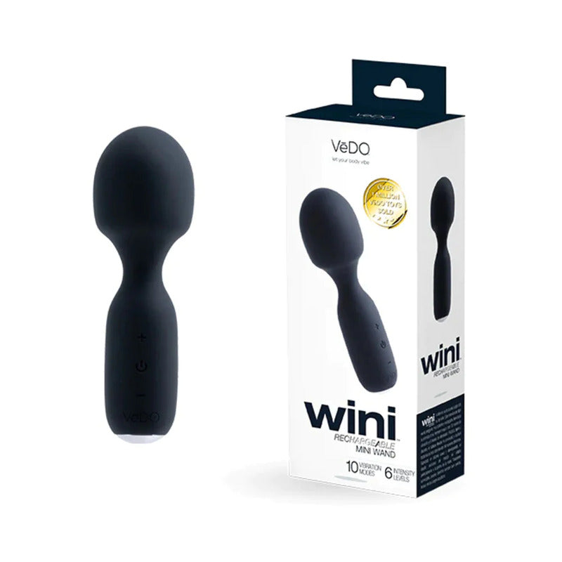 VēDO Wini Rechargeable Mini Wand Black – Waterproof Silicone Mini Massage Wand