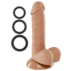 Pro Sensual Premium Silicone Dong W/ 3 C Rings Tan 6 "