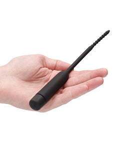 Ouch Silicone Vibrating Bullet Plug with Beaded Tip – Black Urethral Sounding