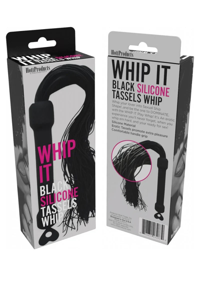 Whip It! Black Tassel Whip – Silicone Sensory Whip with Ergonomic Handle