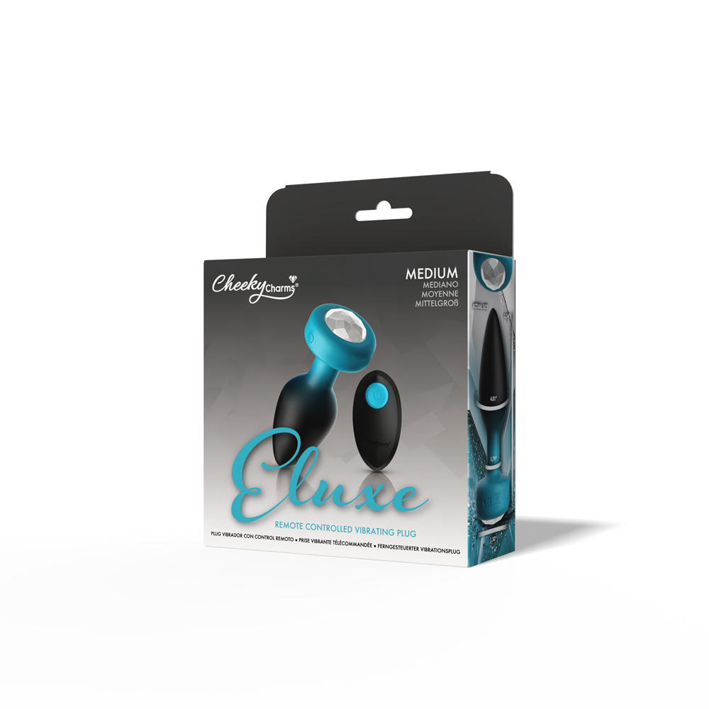 Eluxe Vibrating Clr Gem Bluombre Plug Md With Remote