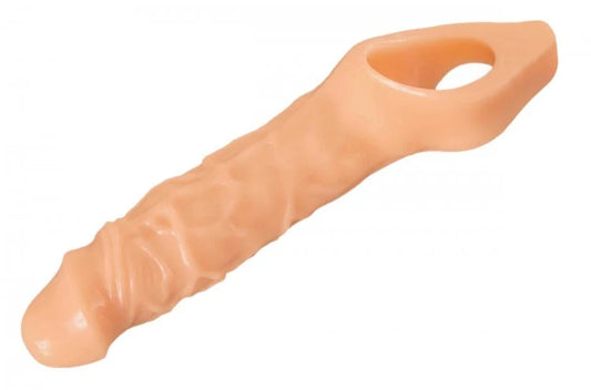 Size Matters Really Ample Penis Enhancer Sheath Flesh – TPR Penis Extender with Ball Ring