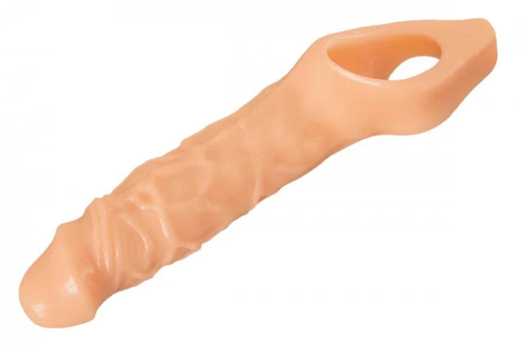 Size Matters Really Ample Penis Enhancer Sheath Flesh – TPR Penis Extender with Ball Ring