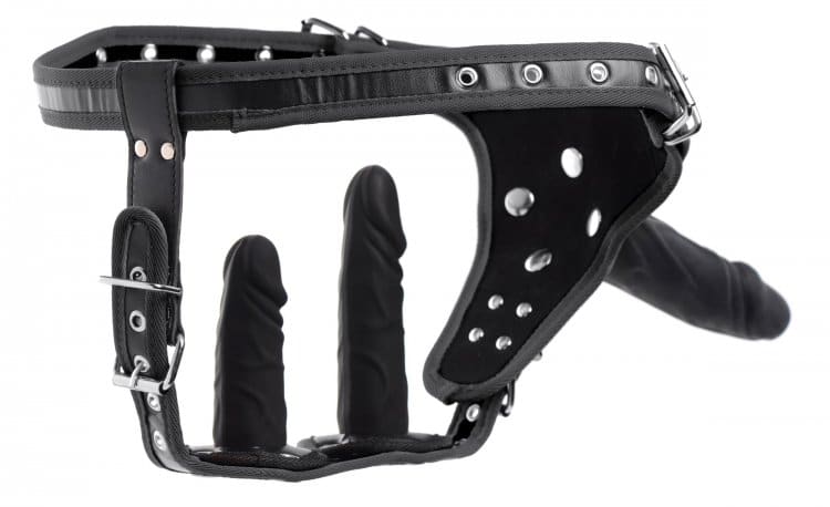 Strict Double Penetration Strap-On Harness – Adjustable Leather Harness with Dual Rings