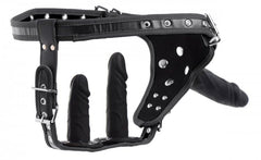 Strict Double Penetration Strap-On Harness – Adjustable Leather Harness with Dual Rings