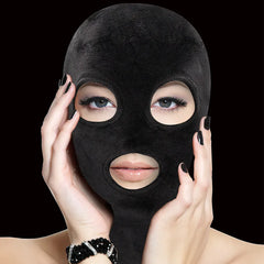 Velvet & Velcro Mask with Mouth Opening Black – Stretch Fetish Hood Mask | Shots Ouch!