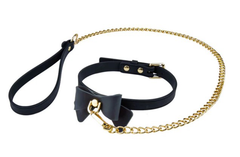 Temptasia Ardor - Collar and Leash - Black With Bow