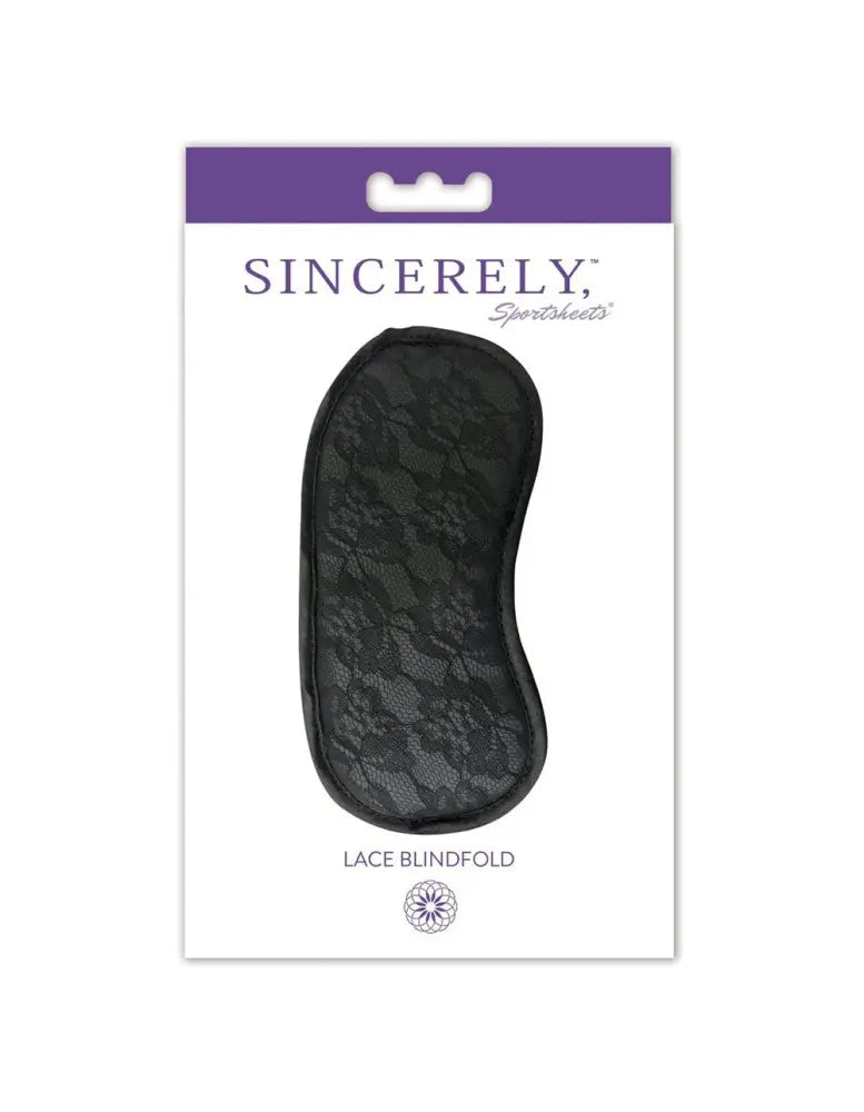 Sincerely Lace Blindfold Black – Adjustable Soft Lace Eye Mask by Sportsheets