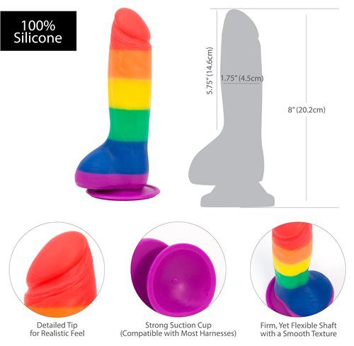 Addiction 100% Silicone Justin 8 Rainbow