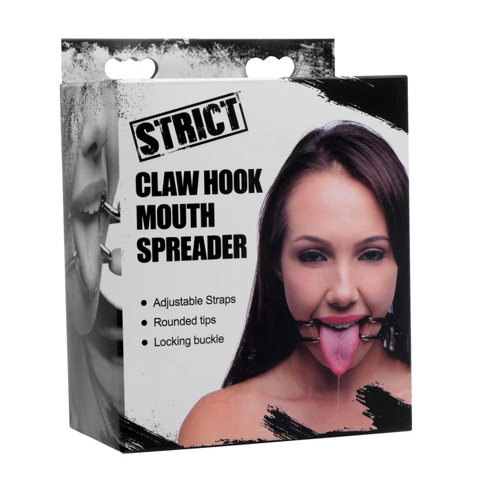 Strict Claw Hook Mouth Spreader Black – Adjustable PU Leather Bondage Accessory