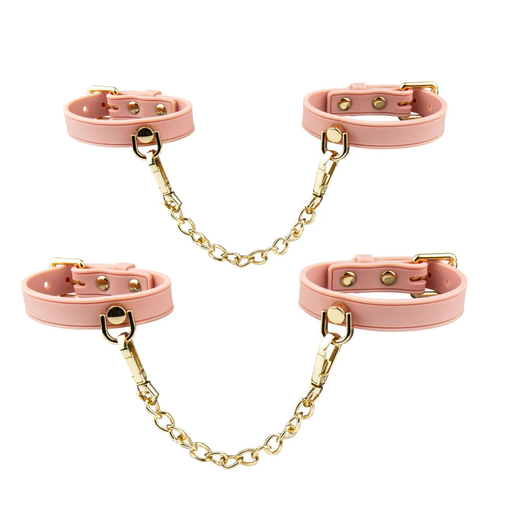Temptasia Ardor Wrist & Ankle Restraints Pink – Silicone Bondage Cuffs Set
