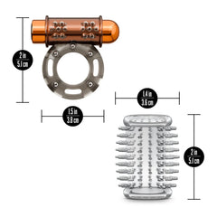 Stay Hard Vibrating Cock Ring Set with Sleeve – Rechargeable Textured Sleeve Ring Kit