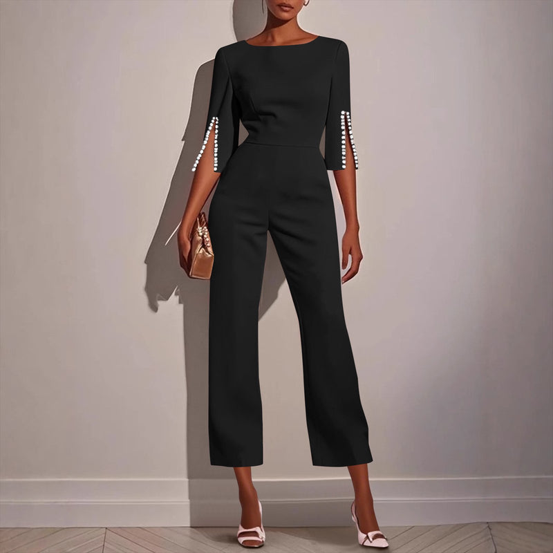 3/4 Sleeve Playsuit Black – Women's Stretch Playsuit Size Large
