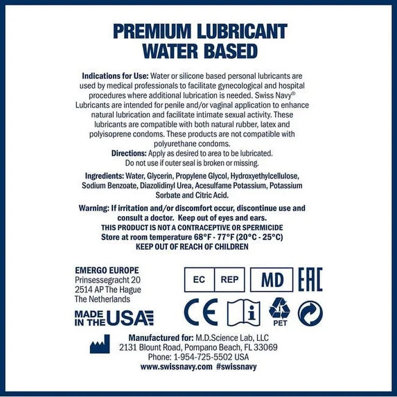 Swiss Navy Water Based Lubricant 1 Gallon – Premium Personal Lube with Pump