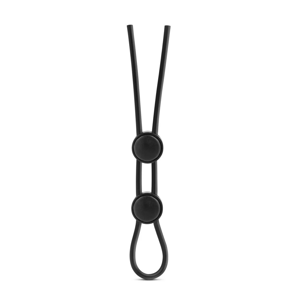 Stay Hard Silicone Double Loop Cock Ring Black – Adjustable Silicone Penis Ring