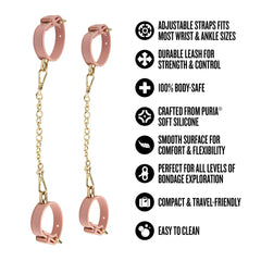 Temptasia Ardor Wrist & Ankle Restraints Pink – Silicone Bondage Cuffs Set