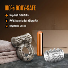 Stay Hard Vibrating Cock Ring Set with Sleeve – Rechargeable Textured Sleeve Ring Kit