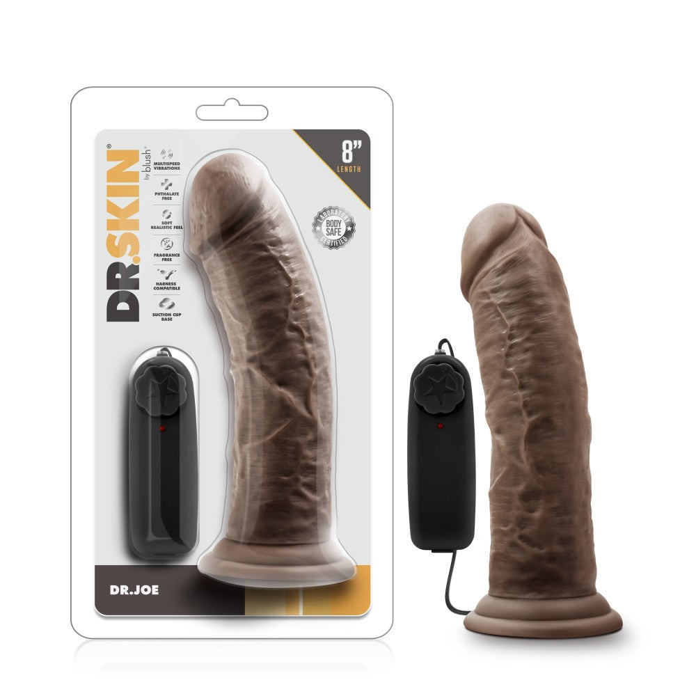 Dr. Skin - Dr. Joe - 8 Inch Vibrating Cock With Suction Cup - Chocolate
