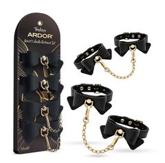 Temptasia Ardor Wrist and Ankle Restraints Black With Bow