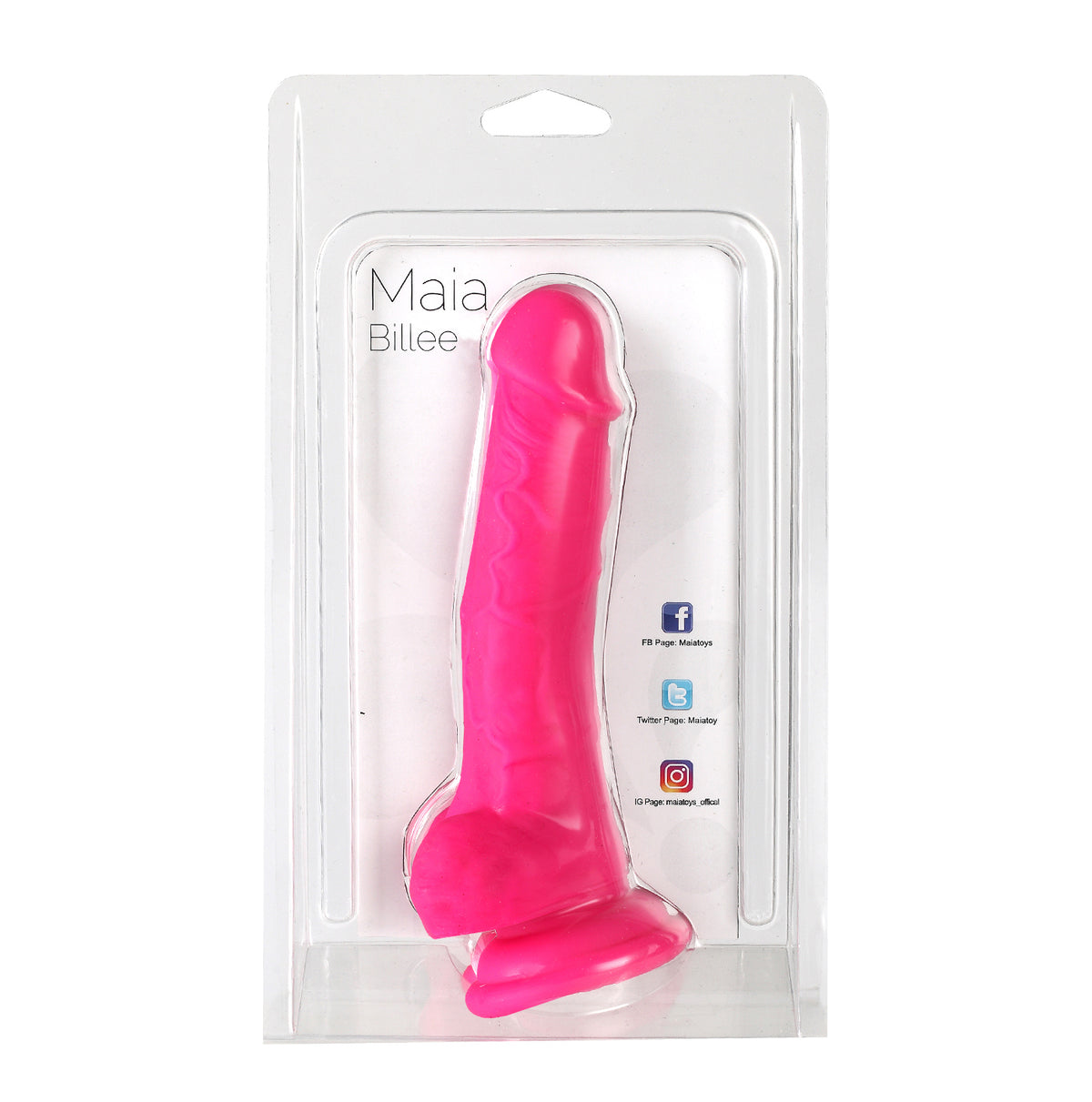BILLEE 7 REALISTIC SILICONE DONG NEON PINK "