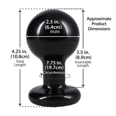 Round Butt Plug Medium - Black