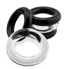 Jacker 5-Stack Five-Pack Tube Super-Strong Cockrings Clear Black