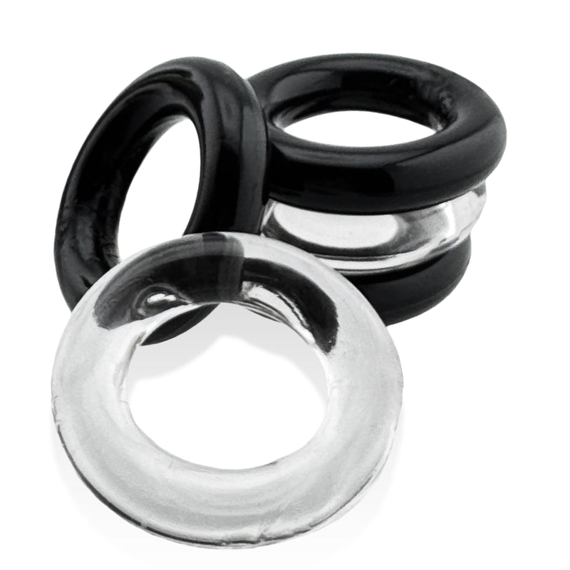 Jacker 5-Stack Five-Pack Tube Super-Strong Cockrings Clear Black