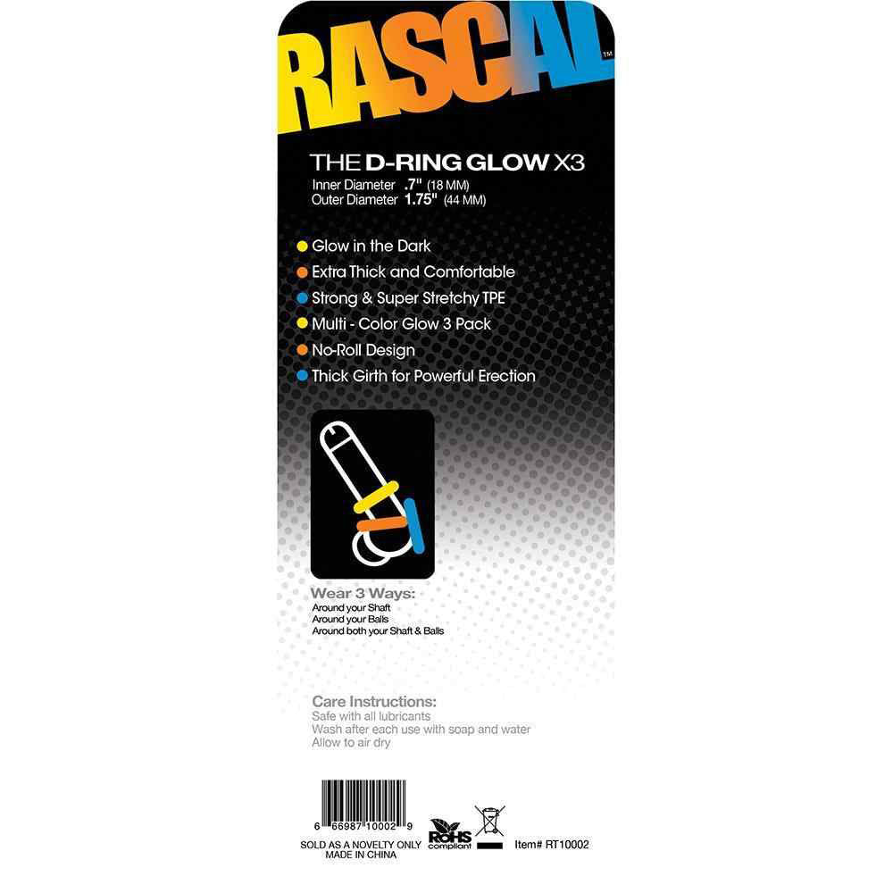 RASCAL D RING GLOW X3 COCK RINGS