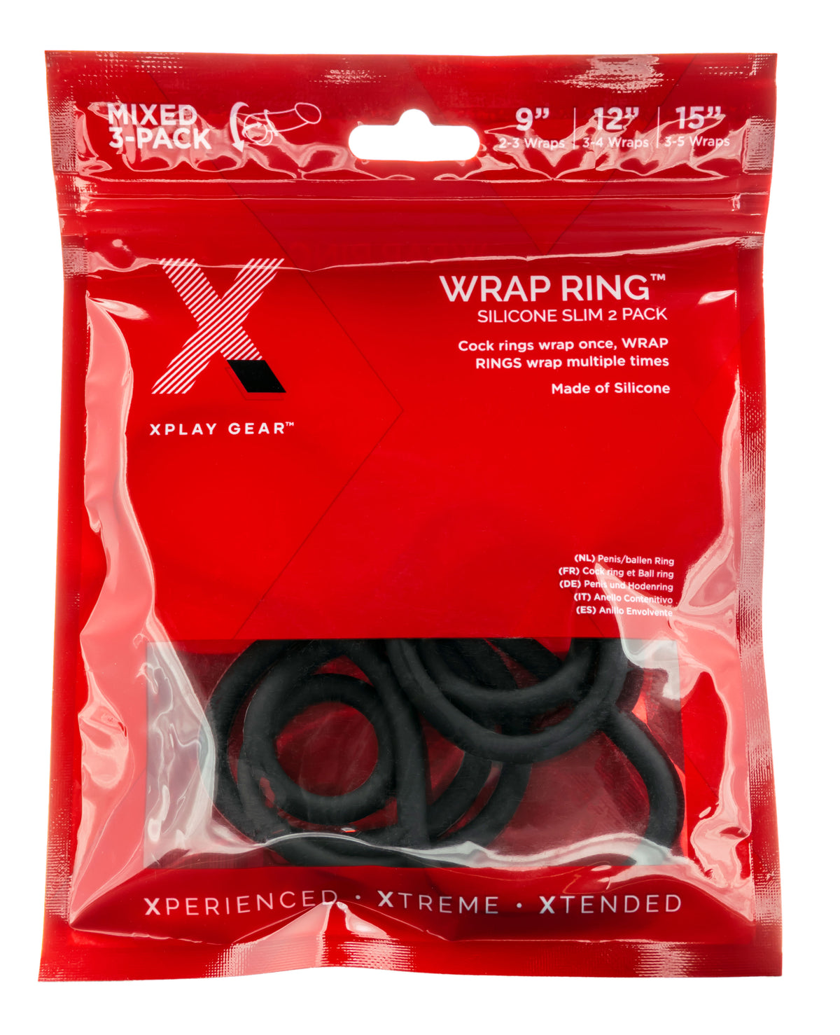 XPLAY 3 PK SILICONE SLIM WRAP RING (9 12 15)