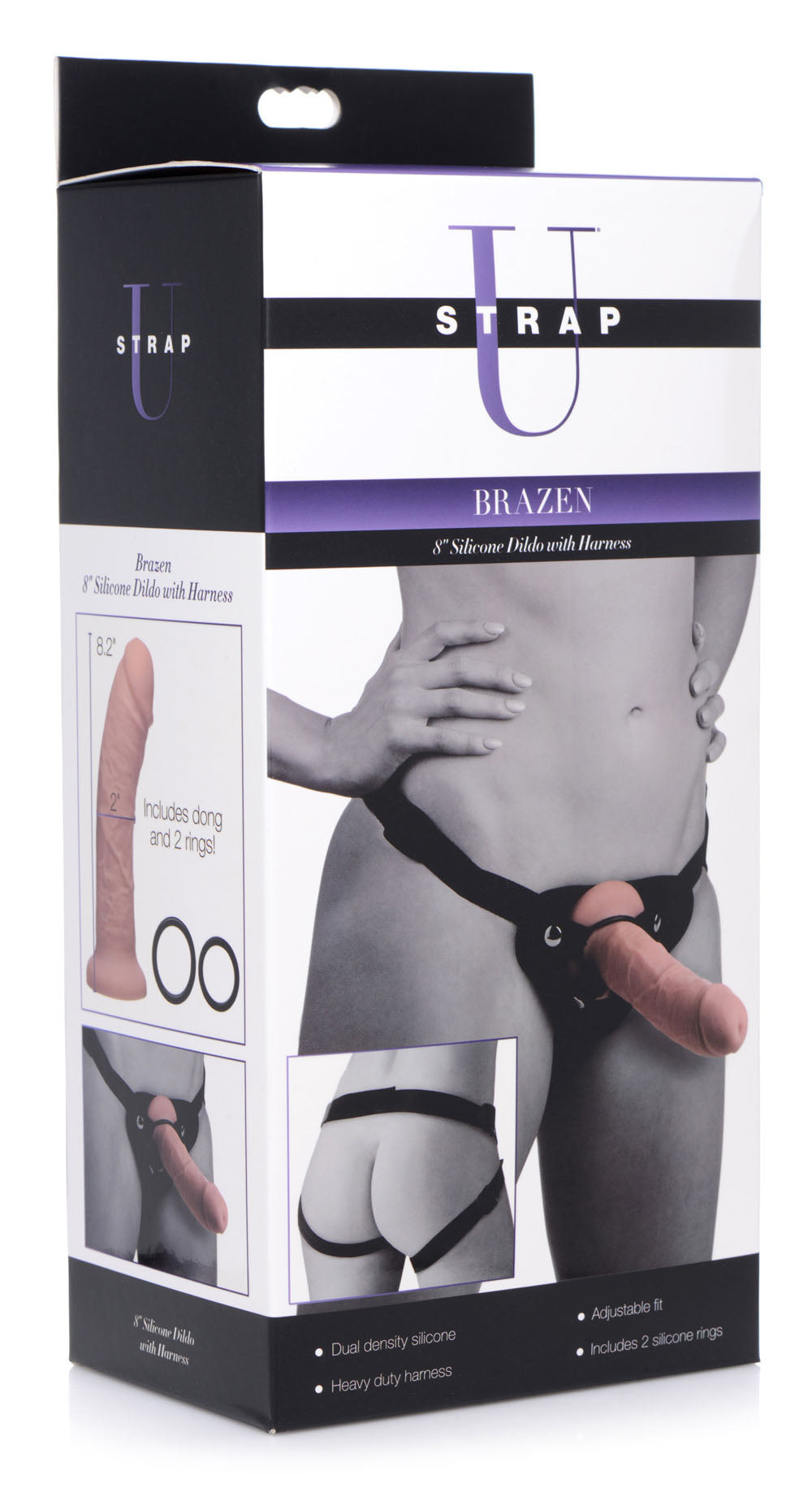 STRAP U BRAZEN 8IN SILICONE DILDO W/ HARNESS