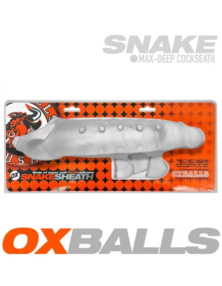 Oxballs Snake Deep-Reacher Cocksheath Clear Ice – Silicone Penis Extension Sleeve