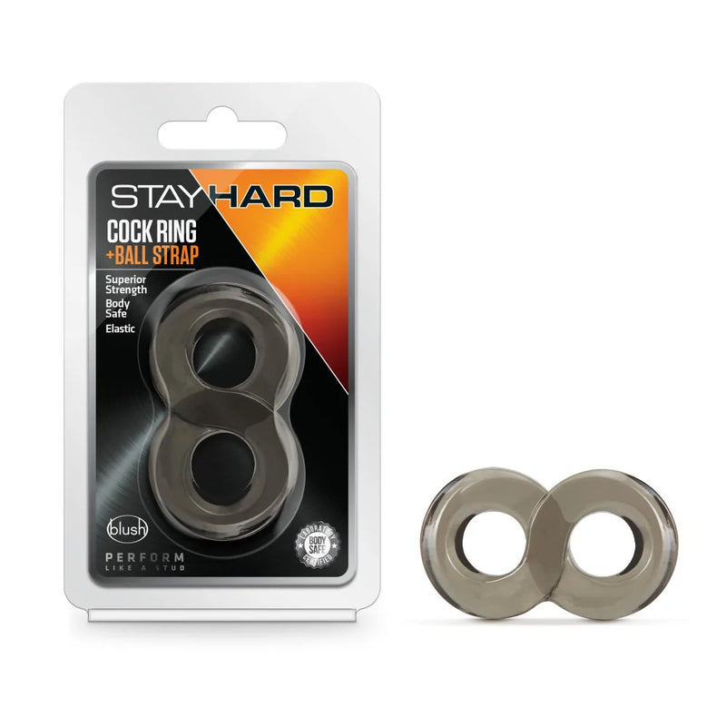Stay Hard Cock Ring & Ball Strap Black – Stretch TPE Double Ring Enhancer