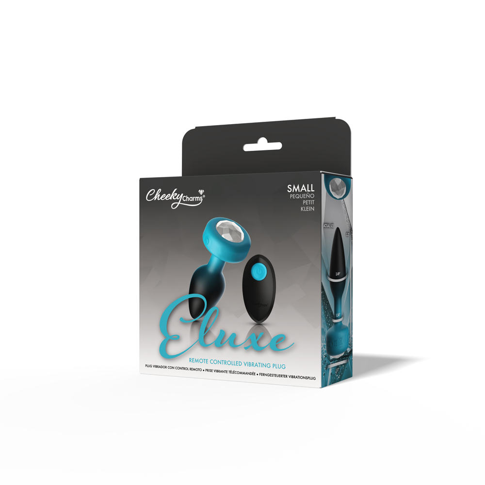 Eluxe Vibrating Clr Gem Bluombre Plug Sm With Remote