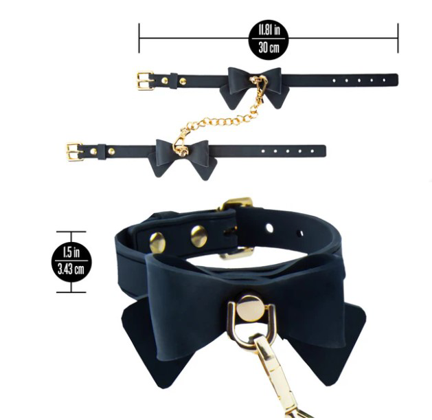 Temptasia Ardor Wrist and Ankle Restraints Black With Bow