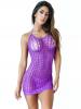 LACE FISHNET MINI DRESS PURPLE