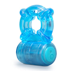 Stay Hard Rechargeable 5 Function Cock Ring Blue – Waterproof Vibrating C-Ring
