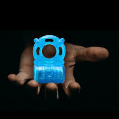Stay Hard Rechargeable 5 Function Cock Ring Blue – Waterproof Vibrating C-Ring