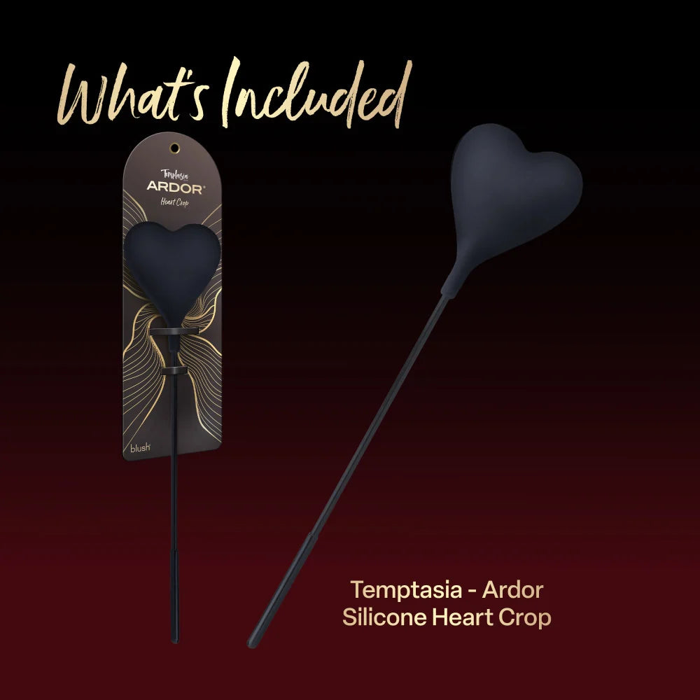 Temptasia Ardor Heart Crop Black – Silicone Heart Bondage Crop