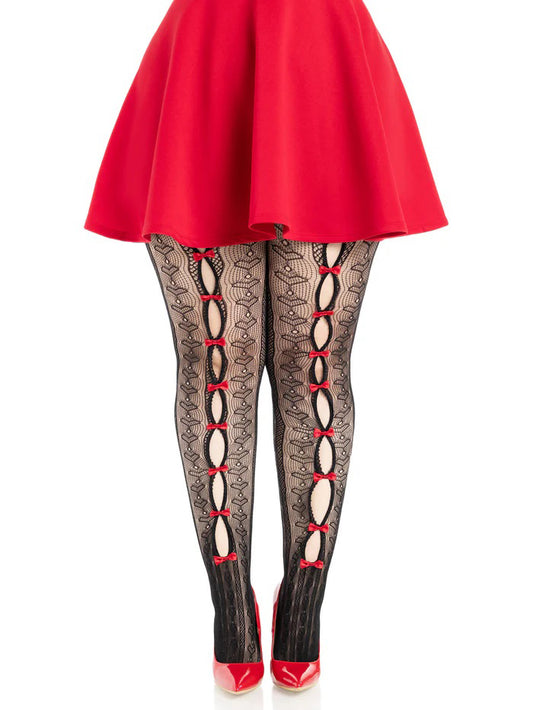 Plus Sweetheart Striped Tights - Black/Red  • Material: 95% nylon, 5% spandex • Packaging: Bagged