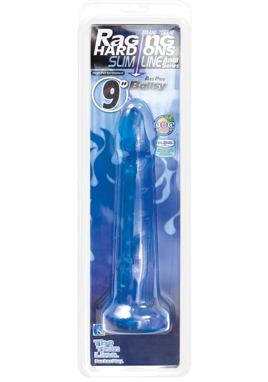 Doc Johnson Blue Jellie Raging Hard Ons Slim Line – 9-Inch Ballsy Blue