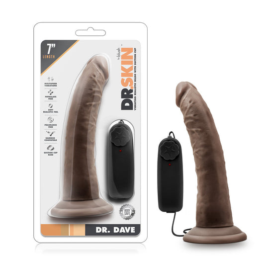 Dr. Skin - Dr. Dave - 7 Inch Vibrating Cock With Suction Cup - Chocolate