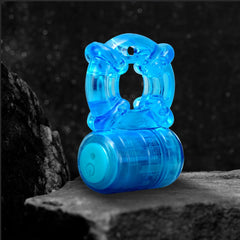Stay Hard Rechargeable 5 Function Cock Ring Blue – Waterproof Vibrating C-Ring