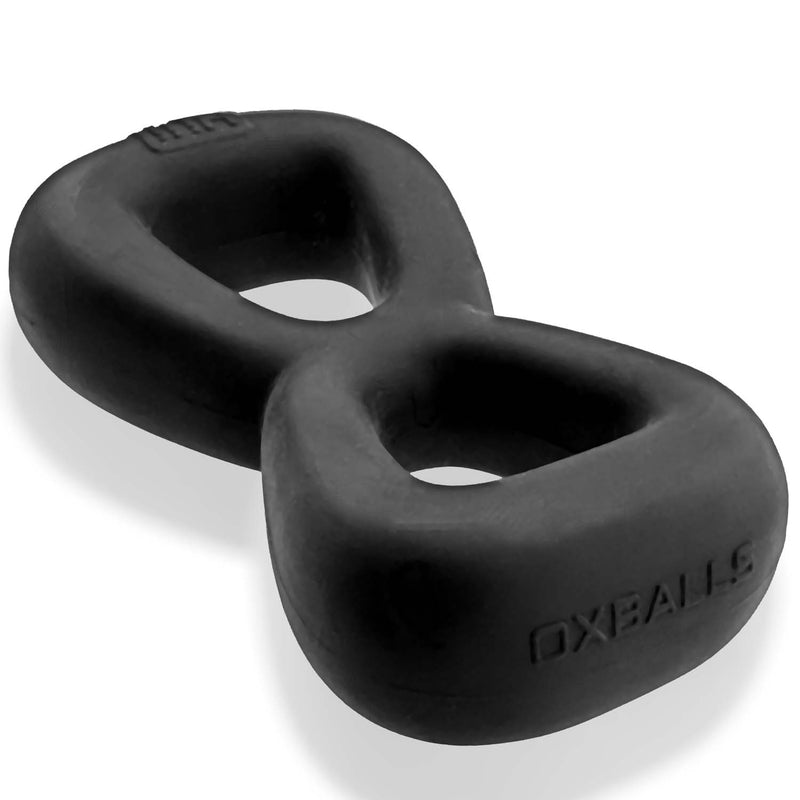 Boomerang Double-Ring Cockring & Nut-Tugger Black