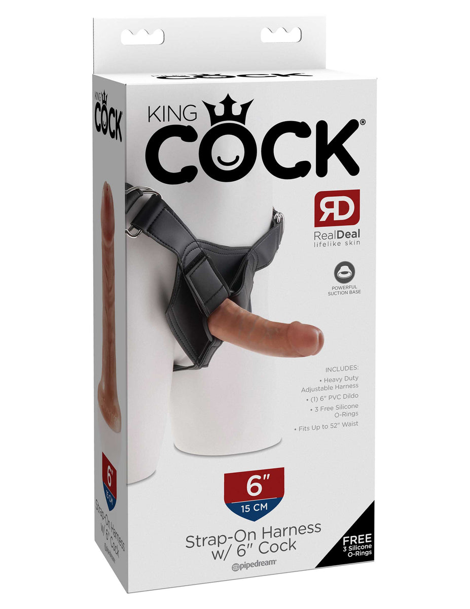 King Cock Strap on Harness With 6 Inch Cock - Tan