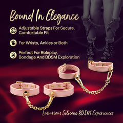 Temptasia Ardor Wrist & Ankle Restraints Pink – Silicone Bondage Cuffs Set