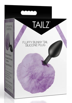 TAILZ Fluffy Bunny Tail Silicone Plug Purple – Faux Fur Bunny Tail Anal Plug