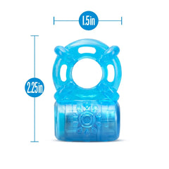 Stay Hard Rechargeable 5 Function Cock Ring Blue – Waterproof Vibrating C-Ring