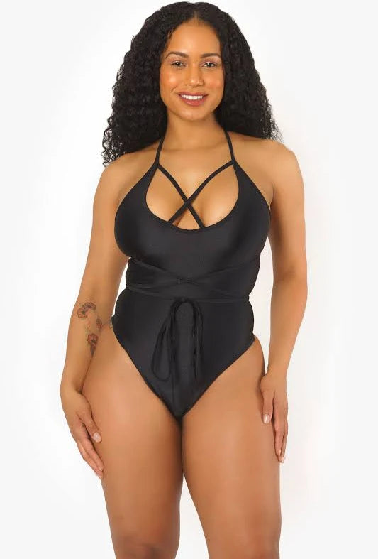 Full Circle Crisscross Bodysuit – Black