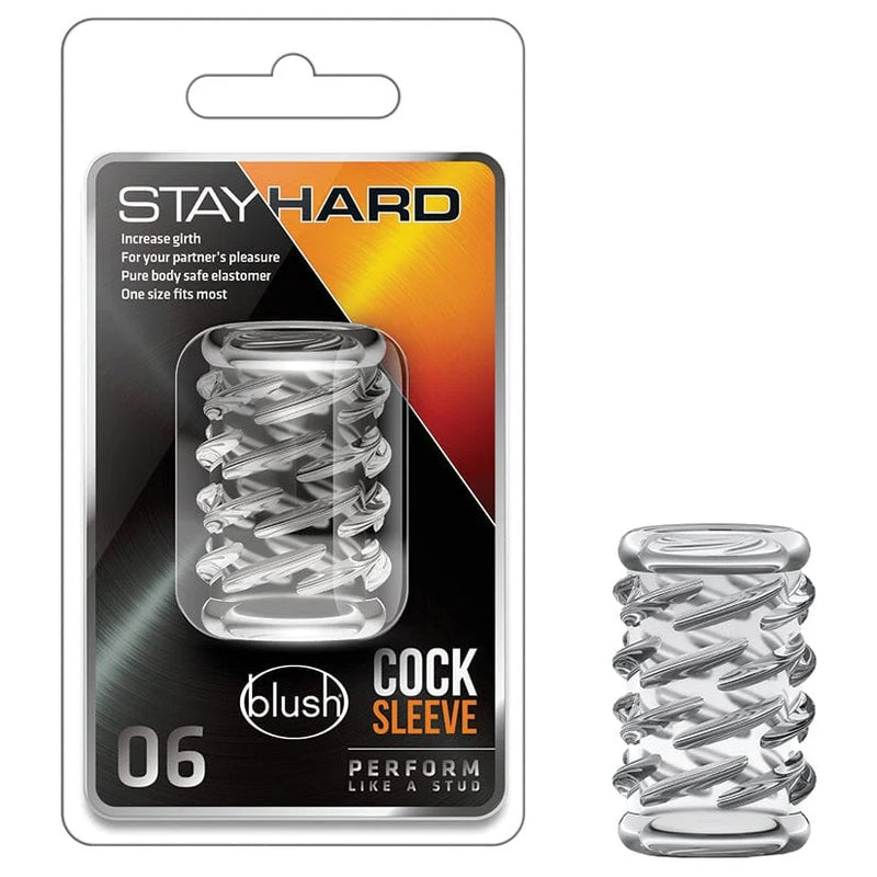 Stay Hard Cock Sleeve 06 Clear – Textured TPE Enhancement Sleeve by Blush
